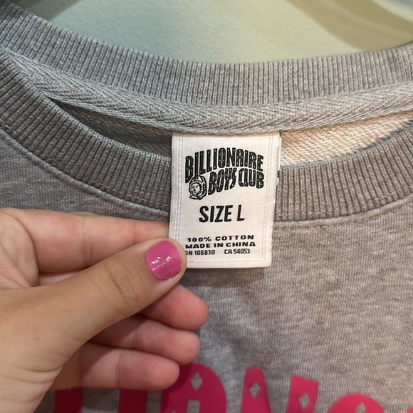 Billionaire Boys Club Arch Logo Crewneck Sweatshirt Heather Grey & Raspberry - Picture 7 of 7